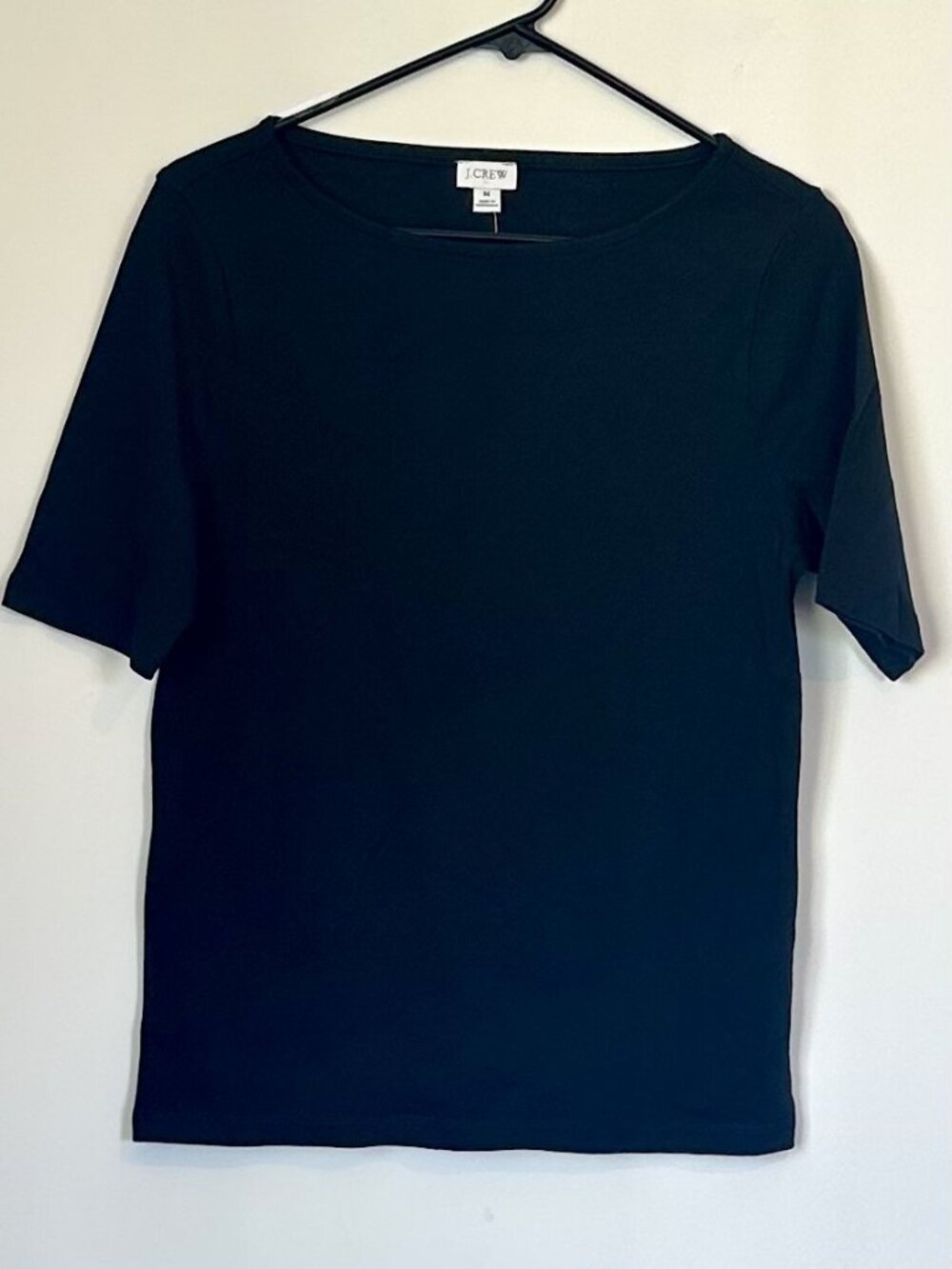 NWT J.Crew Black Boatneck Elbow Sleeve Tee - Size: Medium